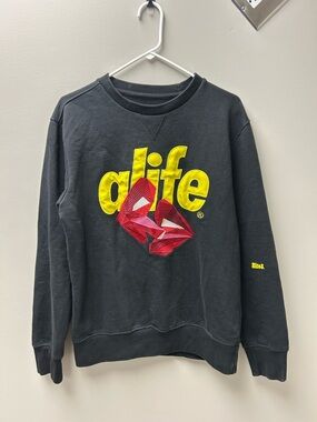 Alife Black Graphic Crewneck w/ Lips